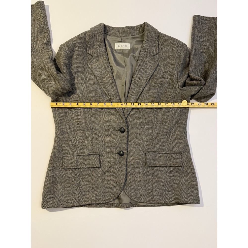 Talbott 100% Wool Blazer Womens M Gray Herringbone Tweed Jacket - Picture 11 of 14